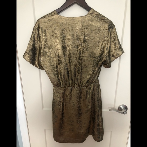 Zara Shiny Gold Wrap Dress - Picture 3 of 4